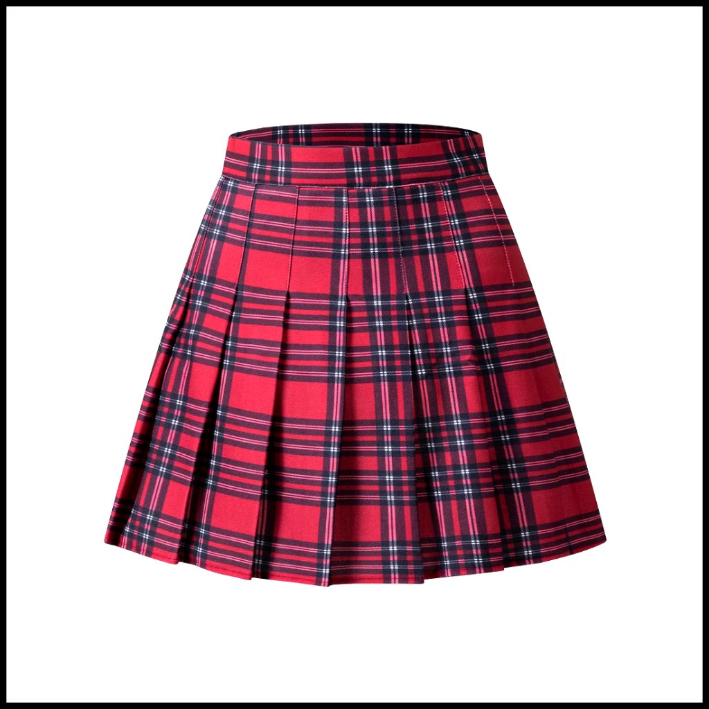 Stretchy High Waist Pleated Mini Skirt A-Line Cheerleader Uniform